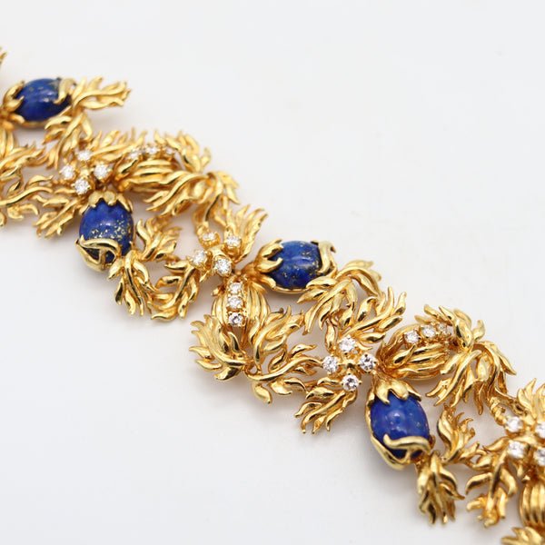 CARTIER 1970 Aldo Cipullo Bracelet In 18Kt Yellow Gold With Lapis & VS Diamonds