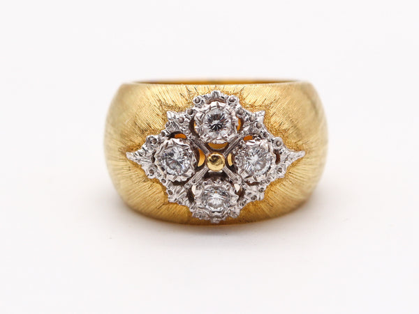 MARIO BUCCELLATI Milano Baroque Ring In Two Tones of 18Kt Gold With Diamonds
