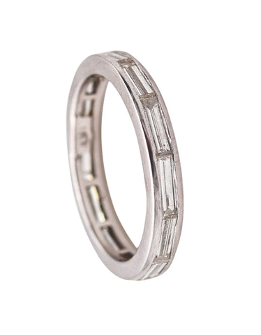 ETERNITY Band Ring In 18Kt White Gold With 1.20 Cts In Baguettes Diamond