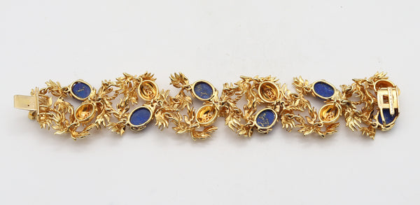 CARTIER 1970 Aldo Cipullo Bracelet In 18Kt Yellow Gold With Lapis & VS Diamonds