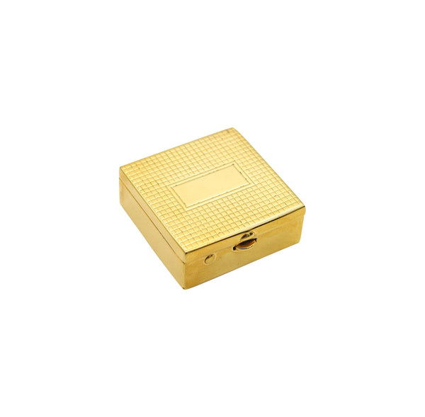 CARTIER 1930 Art Deco Square Pill Box In 18Kt Yellow Gold Vermeil On Sterling