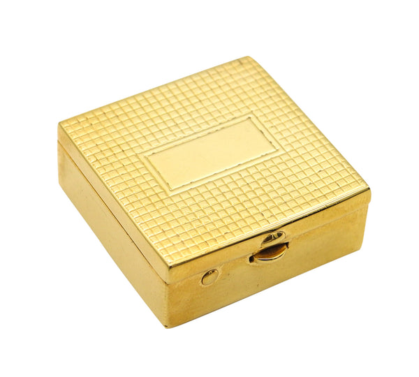 CARTIER 1930 Art Deco Square Pill Box In 18Kt Yellow Gold Vermeil On Sterling