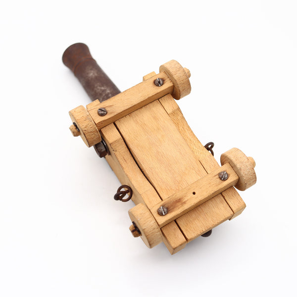 NAVAL CANNON 18th Century Miniature Desk Accessory In Wood And Iron