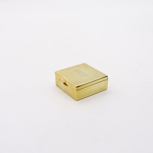 CARTIER 1930 Art Deco Square Pill Box In 18Kt Yellow Gold Vermeil On Sterling