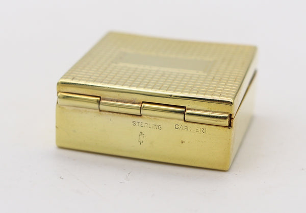 CARTIER 1930 Art Deco Square Pill Box In 18Kt Yellow Gold Vermeil On Sterling