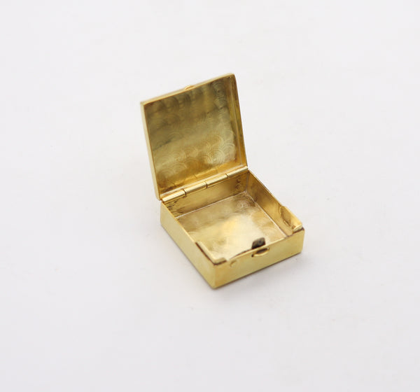 CARTIER 1930 Art Deco Square Pill Box In 18Kt Yellow Gold Vermeil On Sterling