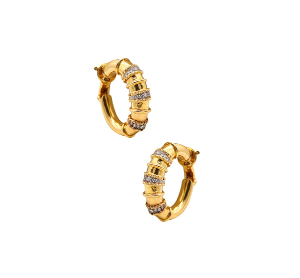 JEAN THIERRY BONDT Paris Hoops Earrings In 18Kt Gold With 1.26 Ctw Diamonds