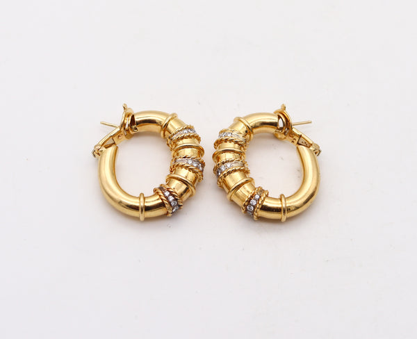 JEAN THIERRY BONDT Paris Hoops Earrings In 18Kt Gold With 1.26 Ctw Diamonds