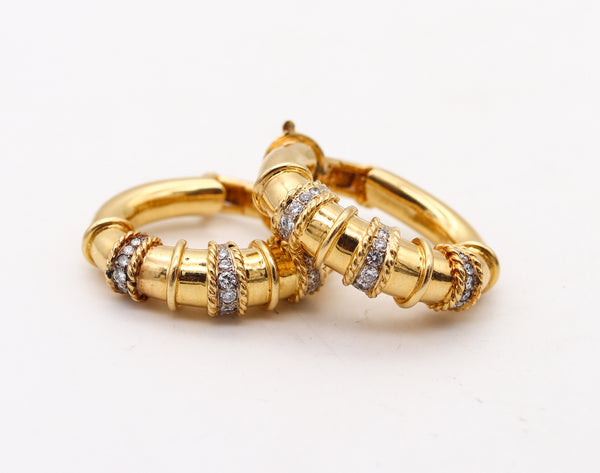 JEAN THIERRY BONDT Paris Hoops Earrings In 18Kt Gold With 1.26 Ctw Diamonds