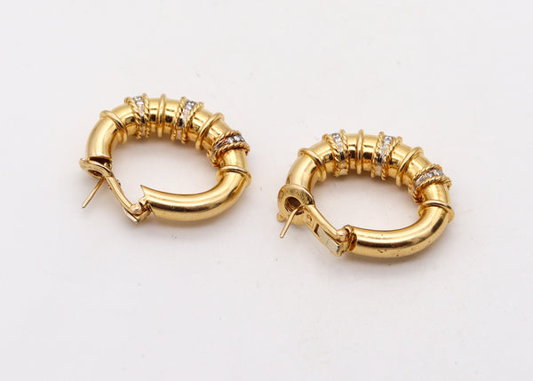 JEAN THIERRY BONDT Paris Hoops Earrings In 18Kt Gold With 1.26 Ctw Diamonds