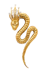 -John Landrum Bryant Serpent Brooch In 18Kt Yellow Gold With VVS Diamonds