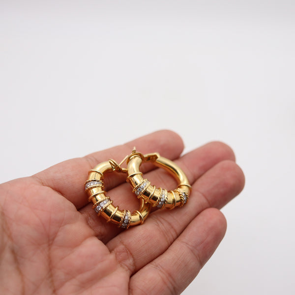 JEAN THIERRY BONDT Paris Hoops Earrings In 18Kt Gold With 1.26 Ctw Diamonds