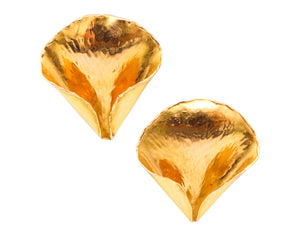 TIFFANY & CO. 1977 Angela Cummings Leafs Clips-On Earrings In 18Kt Yellow Gold