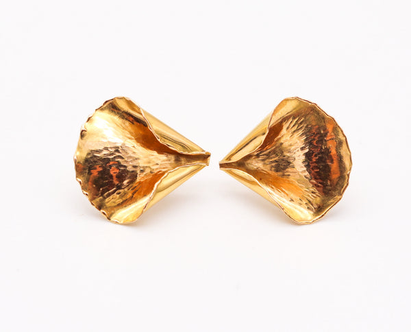 TIFFANY & CO. 1977 Angela Cummings Leafs Clips-On Earrings In 18Kt Yellow Gold