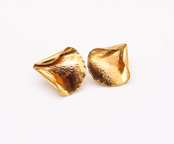 TIFFANY & CO. 1977 Angela Cummings Leafs Clips-On Earrings In 18Kt Yellow Gold