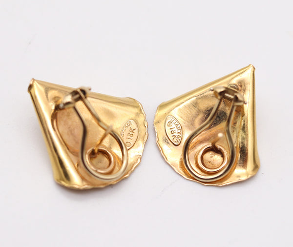 TIFFANY & CO. 1977 Angela Cummings Leafs Clips-On Earrings In 18Kt Yellow Gold