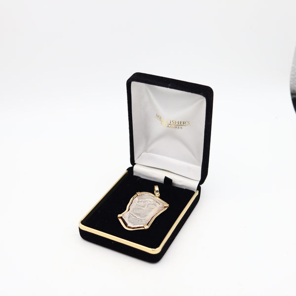 MEL FISHER Spanish Colonial 1715 Shipwreck 8 Reales Mount In 14Kt Gold Frame