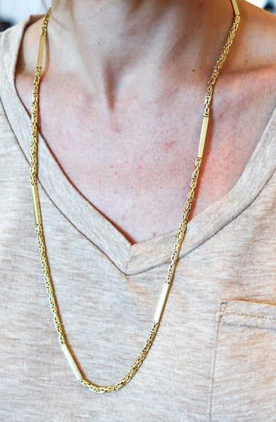 GUCCI 1970 Milano Vintage Byzantine Necklace Chain In Solid 18Kt Yellow Gold