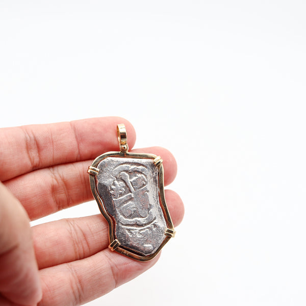 MEL FISHER Spanish Colonial 1715 Shipwreck 8 Reales Mount In 14Kt Gold Frame