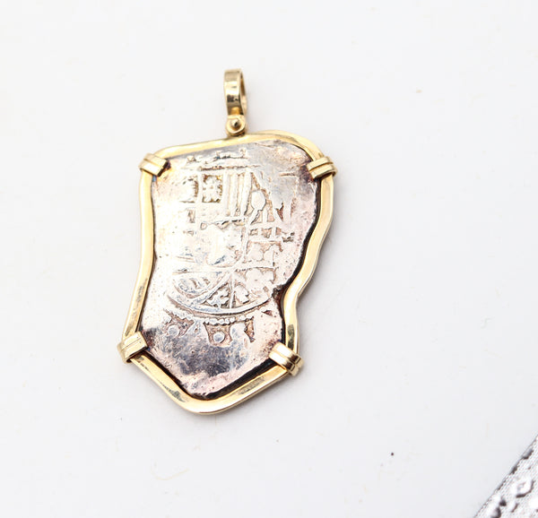 MEL FISHER Spanish Colonial 1715 Shipwreck 8 Reales Mount In 14Kt Gold Frame