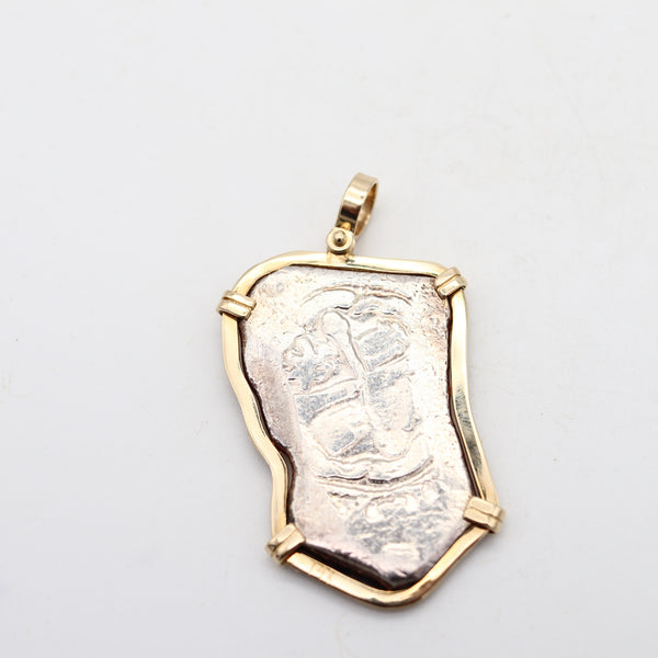 MEL FISHER Spanish Colonial 1715 Shipwreck 8 Reales Mount In 14Kt Gold Frame