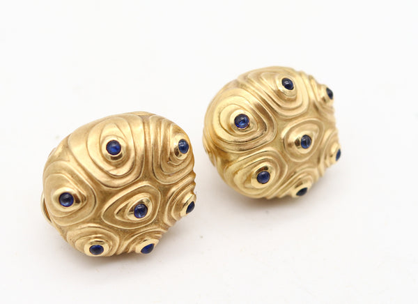 ANGELA CUMMINGS Sculptural Clip-On Earrings In 18Kt Gold With Sapphires