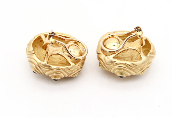 ANGELA CUMMINGS Sculptural Clip-On Earrings In 18Kt Gold With Sapphires