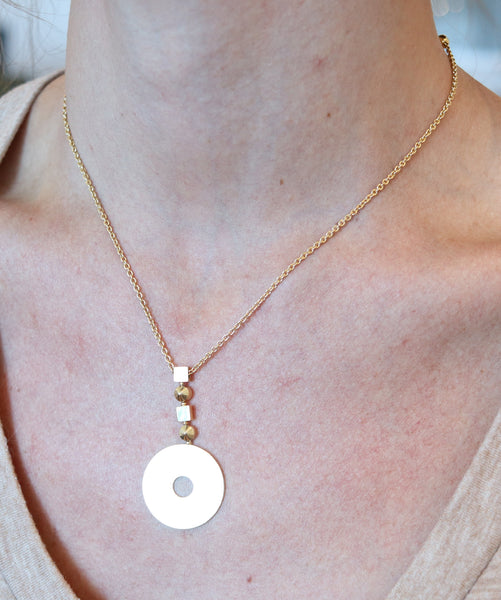 BVLGARI Roma 1970 Geometric Pendant Necklace In 18Kt Yellow Gold