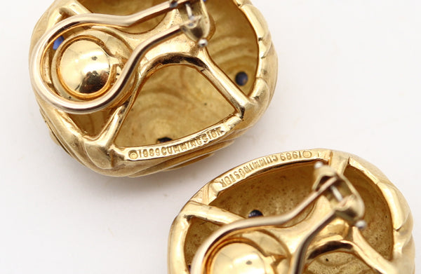 ANGELA CUMMINGS Sculptural Clip-On Earrings In 18Kt Gold With Sapphires