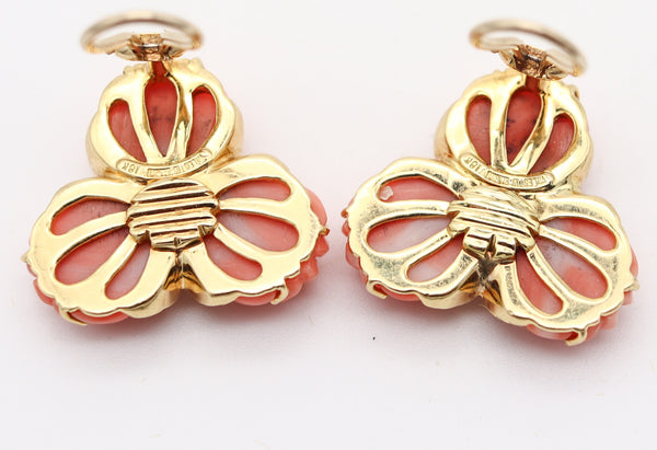 VALENTIN MAGRO Clips On Earrings In 18Kt Gold Fluted Corals & VS Diamonds