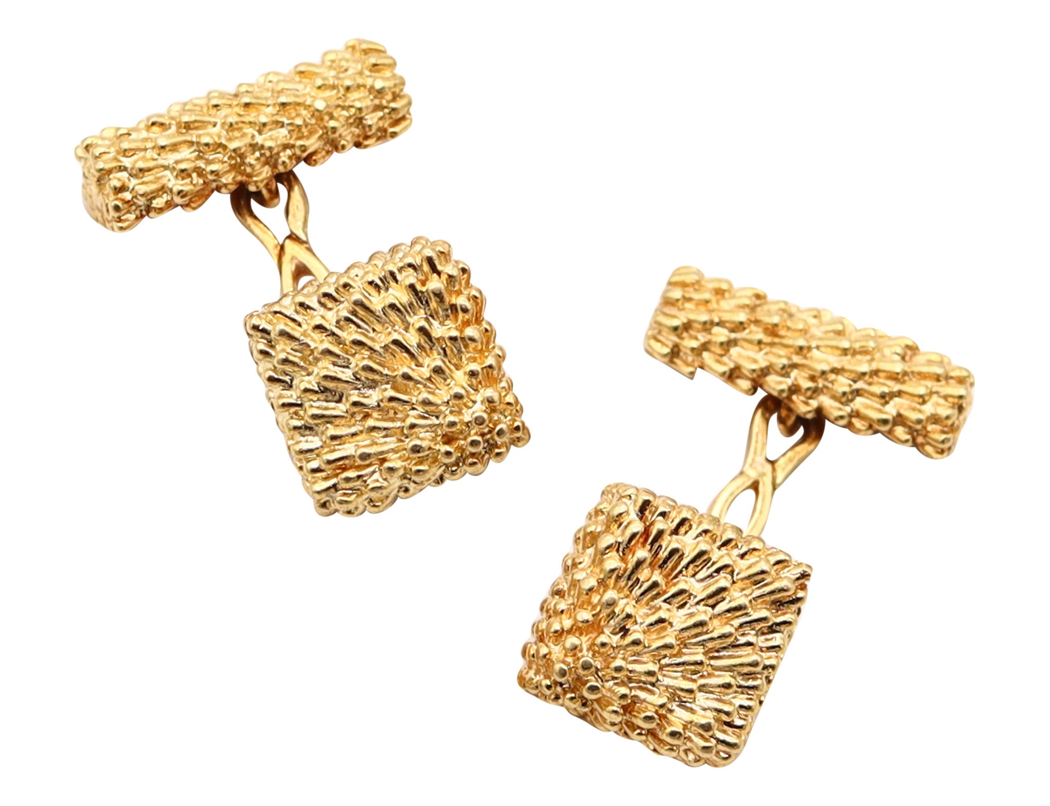 VAN CLEEF & ARPELS 1970 Retro Modern Textured Cufflinks In 18Kt Yellow Gold