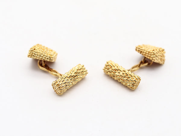 VAN CLEEF & ARPELS 1970 Retro Modern Textured Cufflinks In 18Kt Yellow Gold