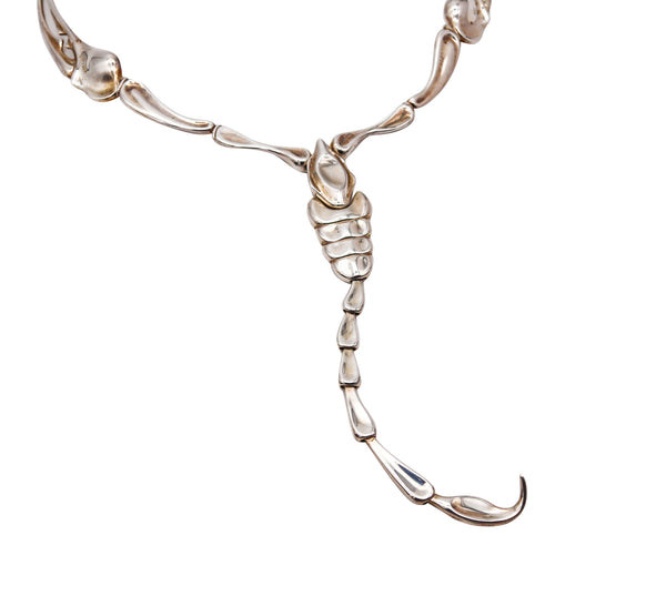 TIFFANY & CO. Elsa Peretti Sculptural Scorpion Necklace In .925 Sterling Silver In Box