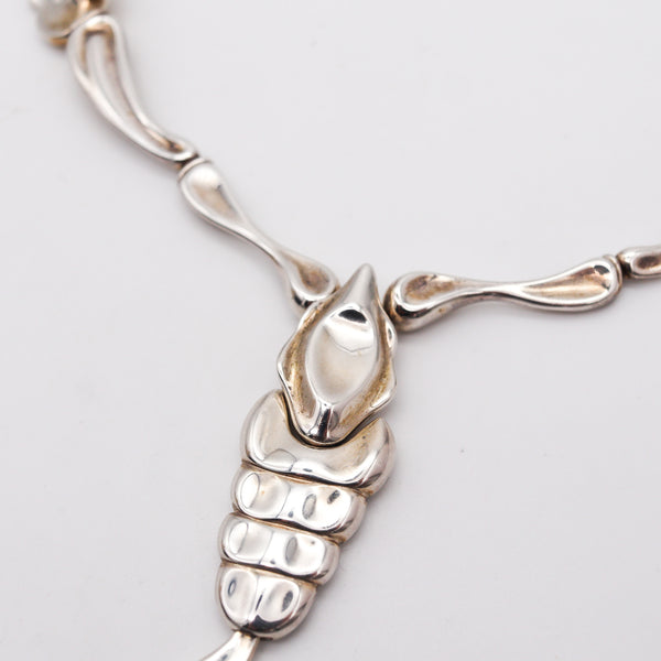 TIFFANY & CO. Elsa Peretti Sculptural Scorpion Necklace In .925 Sterling Silver In Box