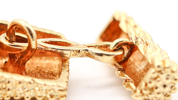 VAN CLEEF & ARPELS 1970 Retro Modern Textured Cufflinks In 18Kt Yellow Gold