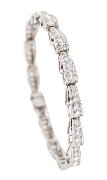 OSCAR HEYMAN 1941 Art-Deco Riviera Bracelet In Platinum With 4.13 Ctw Diamonds