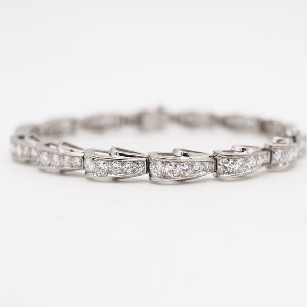 OSCAR HEYMAN 1941 Art-Deco Riviera Bracelet In Platinum With 4.13 Ctw Diamonds