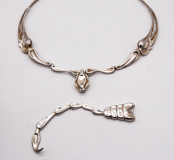 TIFFANY & CO. Elsa Peretti Sculptural Scorpion Necklace In .925 Sterling Silver In Box