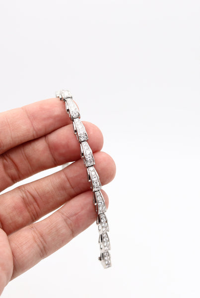 OSCAR HEYMAN 1941 Art-Deco Riviera Bracelet In Platinum With 4.13 Ctw Diamonds