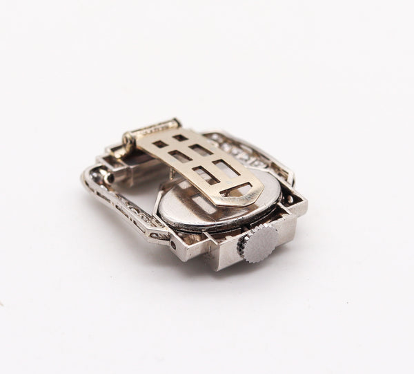 -Van Cleef & Arpels 1925 Paris Lapel Clip Watch In Platinum With 2.17 Ctw In Diamonds