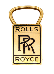 -Bvlgari Roma 1970 Rolls Royce Key Chain In 18Kt Yellow Gold With Black Enamel