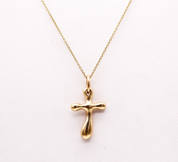 -Robert Lee Morris Italy Modernist Free Form Wavy Cross In 14Kt Yellow Gold