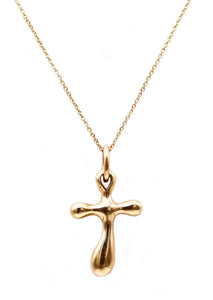 -Robert Lee Morris Italy Modernist Free Form Wavy Cross In 14Kt Yellow Gold