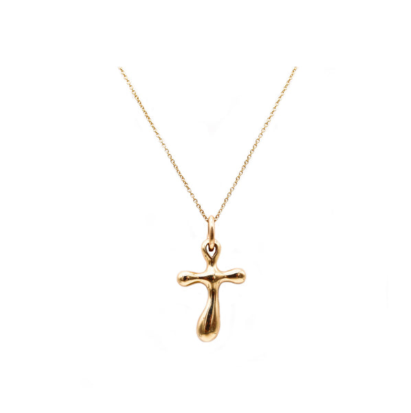 -Robert Lee Morris Italy Modernist Free Form Wavy Cross In 14Kt Yellow Gold