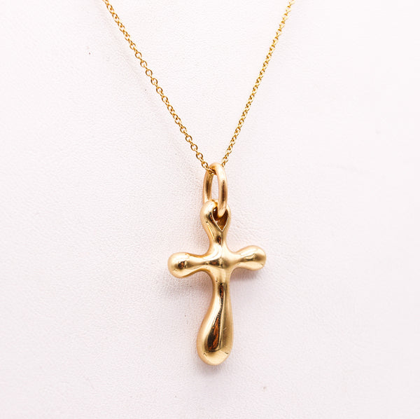 -Robert Lee Morris Italy Modernist Free Form Wavy Cross In 14Kt Yellow Gold