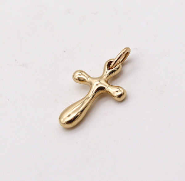 -Robert Lee Morris Italy Modernist Free Form Wavy Cross In 14Kt Yellow Gold