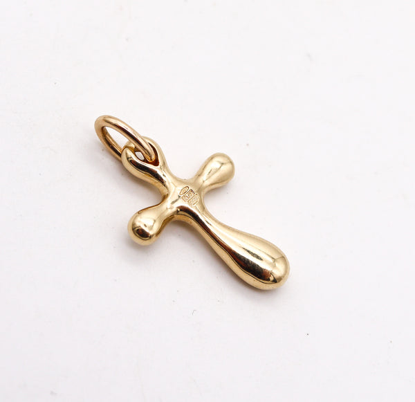 -Robert Lee Morris Italy Modernist Free Form Wavy Cross In 14Kt Yellow Gold