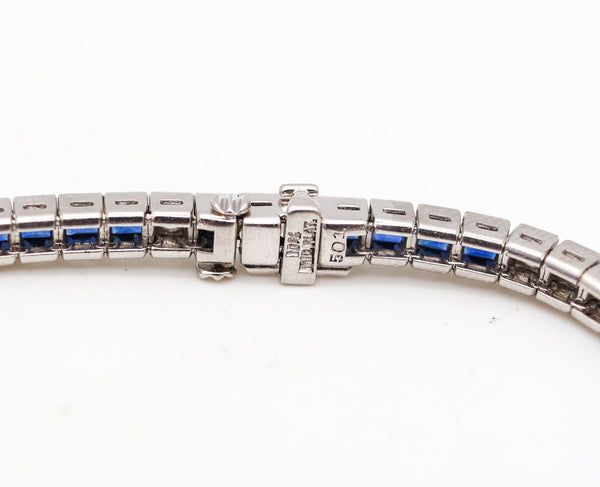 ART DECO 1930 Bracelet In Platinum With 8.68 Ctw In Diamonds And Sapphires