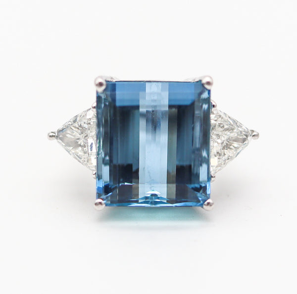 AMSTERDAM SAUER Cocktail Ring 18Kt Gold With Santa Maria Aquamarine & Diamonds