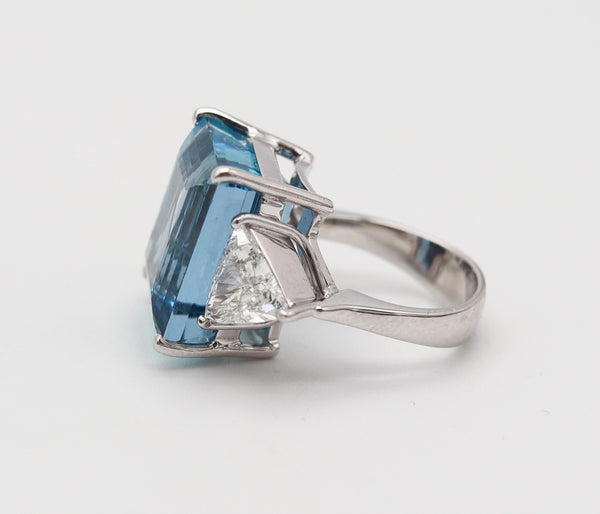 AMSTERDAM SAUER Cocktail Ring 18Kt Gold With Santa Maria Aquamarine & Diamonds